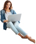 Woman with a computer writing human png (4144) - miniature