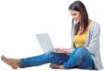 Woman with a computer writing people png (3425) - miniature
