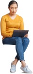 Woman with a computer writing png people (5716) - miniature