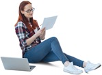 Woman with a computer writing human png (3538) - miniature