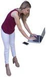 Woman with a computer writing png people (3050) - miniature