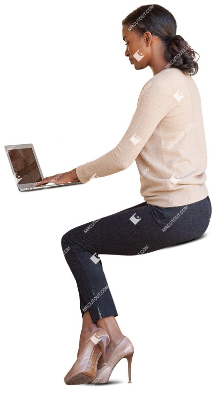 Woman with a computer writing person png (10198)