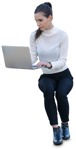 Woman with a computer writing people png (11034) - miniature