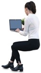 Woman with a computer writing people png (10517) - miniature