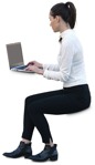 Woman with a computer writing people png (10518) - miniature