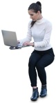 Woman with a computer writing people png (10521) - miniature