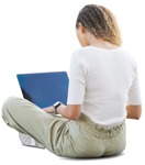 Woman with a computer writing people png (11018) - miniature