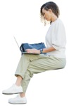 Woman with a computer writing people png (11022) - miniature