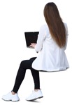 Woman with a computer writing human png (11142) - miniature