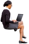 Woman with a computer writing people png (11202) | MrCutout.com - miniature
