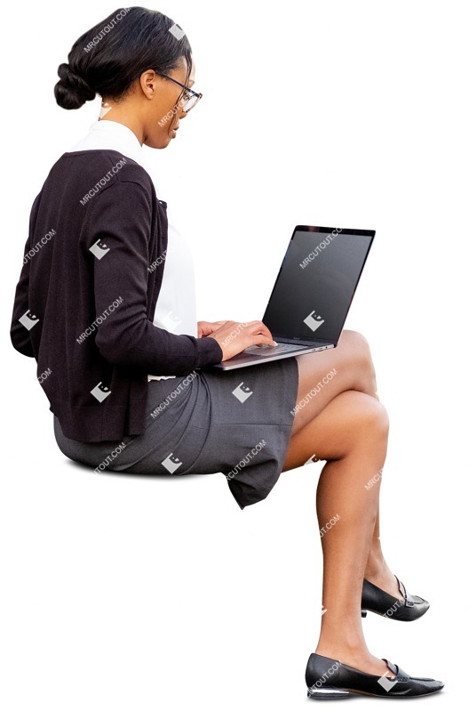 Woman with a computer writing people png (12406)
