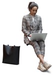 Woman with a computer writing people png (12001) - miniature