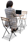 Woman with a computer writing photoshop people (12094) | MrCutout.com - miniature