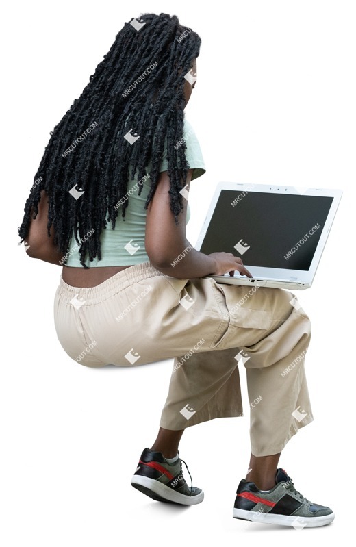 Woman with a computer writing people png (19848)