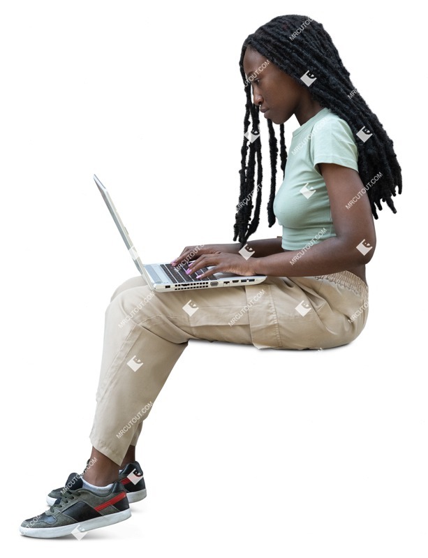 Woman with a computer writing people png (19847)