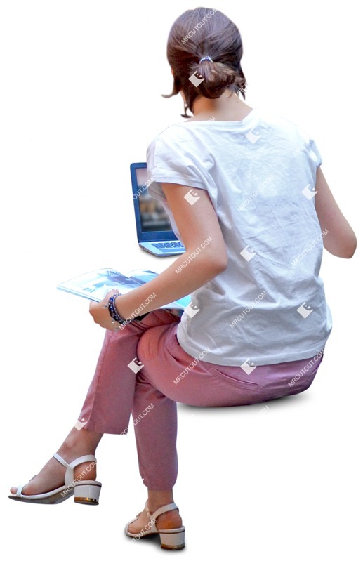 Woman with a newspaper learning people png (7199)
