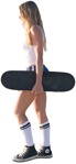 Woman with a skateboard walking png people (5252) - miniature