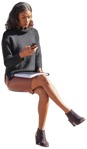 Woman with a smartphone png people (9647) - miniature