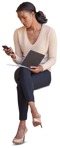 Woman with a smartphone cut out people (10373) - miniature