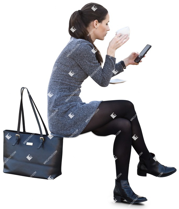 Woman with a smartphone cut out people (10919)