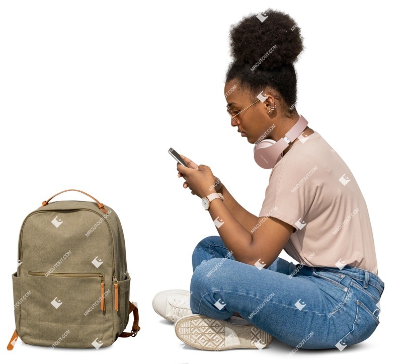 Woman with a smartphone human png (10870)