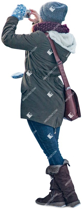 Woman with a smartphone cut out people (2812)