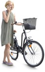 Woman with a smartphone cycling  (4608) - miniature