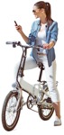 Woman with a smartphone cycling people cutouts (3284) - miniature