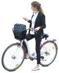 Woman with a smartphone cycling  (8591) - miniature
