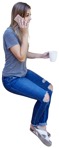 Woman with a smartphone drinking coffee people png (3023) - miniature