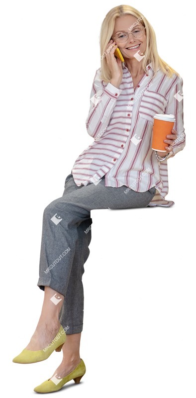 Woman with a smartphone drinking coffee people png (9903)