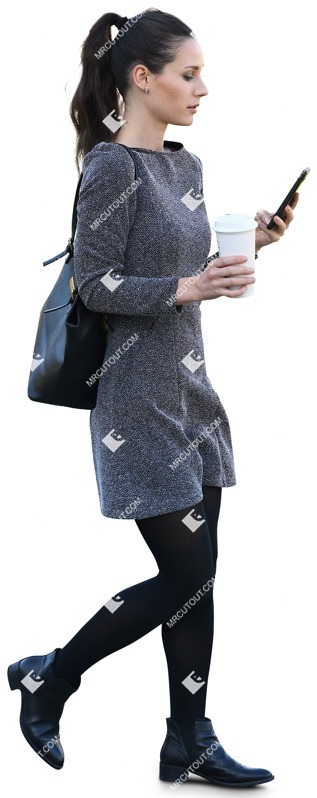 Woman with a smartphone drinking coffee people png (10981)