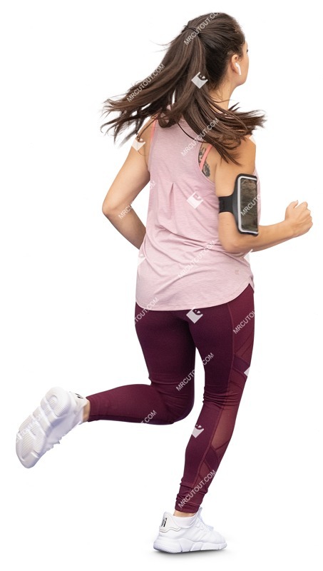 Woman with a smartphone jogging cut out pictures (12962)