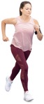 Woman with a smartphone jogging people cutouts (12684) - miniature