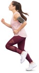 Woman with a smartphone jogging people cutouts (12685) - miniature