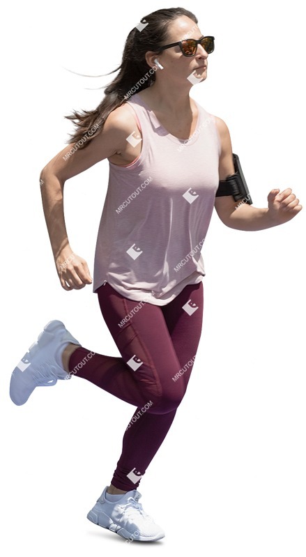 Woman with a smartphone jogging people png (12498)