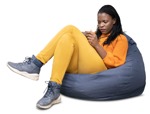 Woman with a smartphone lying png people (12549) - miniature