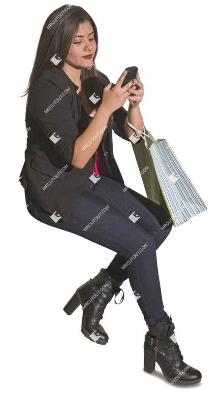 Woman with a smartphone shopping people png (2453)