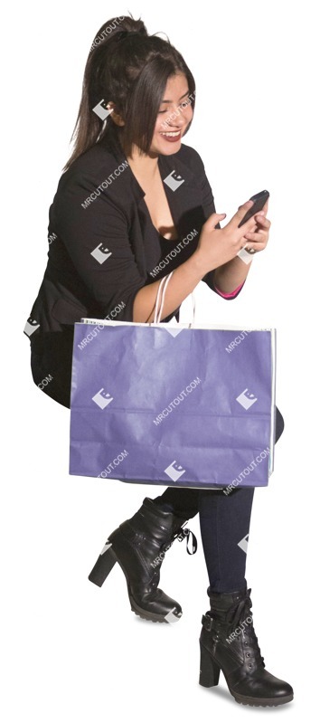 Woman with a smartphone shopping people png (1981)