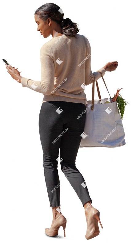 Woman with a smartphone shopping person png (10231)