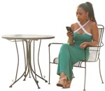 Cut out Woman With A Smartphone Sitting 0002 | MrCutout.com - miniature