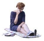 Cut out people - Woman With A Smartphone Sitting 0005 | MrCutout.com - miniature