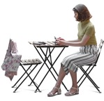 Woman with a smartphone sitting cut out pictures (5980) - miniature