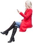 Woman with a smartphone sitting people png (3430) - miniature