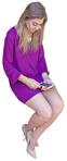Woman with a smartphone sitting people png (2922) - miniature