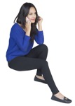 Woman with a smartphone sitting people png (633) - miniature