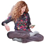 Cut out people - Woman With A Smartphone Sitting 0024 | MrCutout.com - miniature