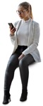 Woman with a smartphone sitting people png (7207) - miniature