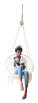 Woman with a smartphone sitting png people (7349) - miniature