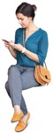 Woman with a smartphone sitting human png (9041) - miniature